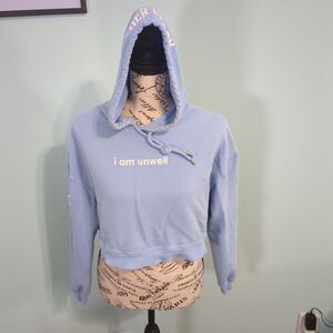 Barstool Chicks Cropped Light Blue Hoodie Size Small  Made In USA